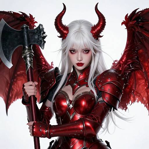 Female Demon Warrior with Battleaxe