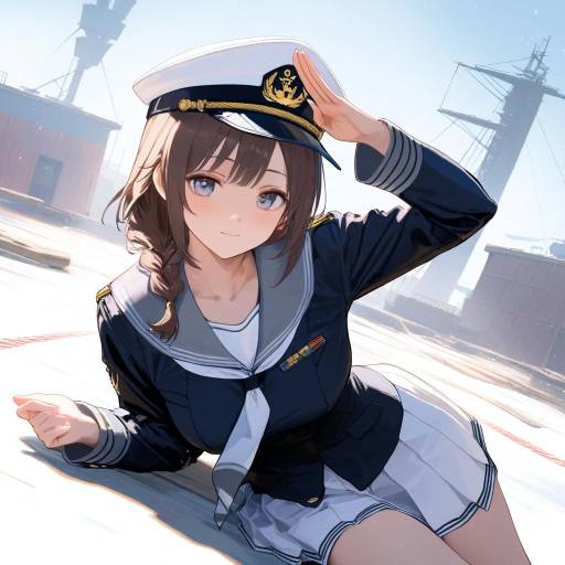 Nautical Admiral Girl in Cowboy Shot