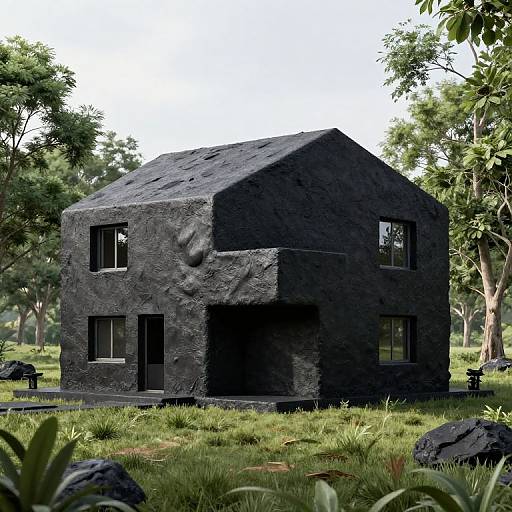 Three-Story Black Concrete Cob Home