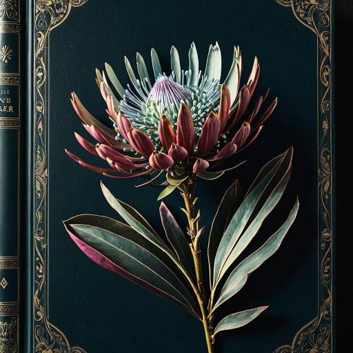 Antique Botanical Illustration of Bioluminescent Protea