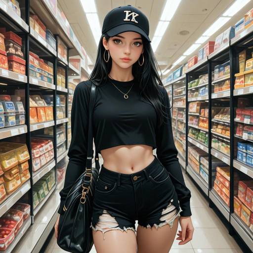 Stylish Girl in Trendy Outfit Indoors