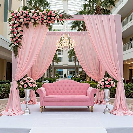 Elegant Pink Mandap Decoration Setup