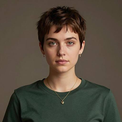Portrait of Young Woman with Pixie Cut