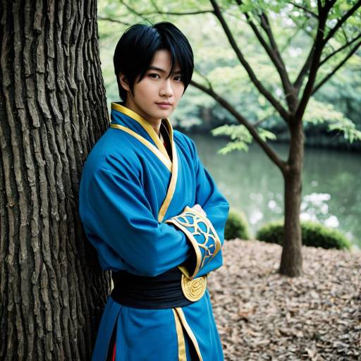 Male Chun Cosplay in Blue Traditional Costume