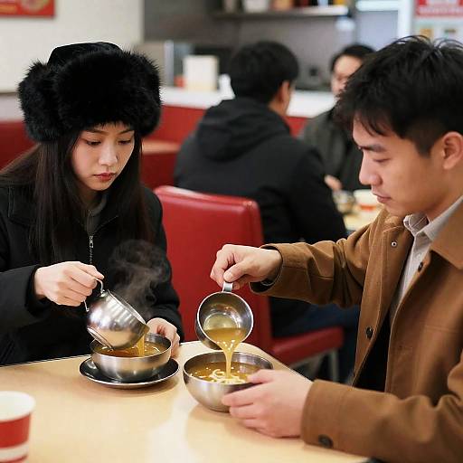 Intimate Diner Scene with Pensive Diners