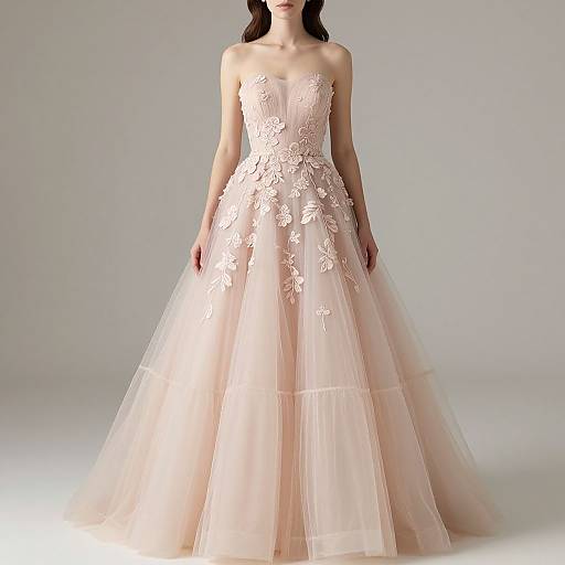 Elegant Bridal Pose in Blush Gown