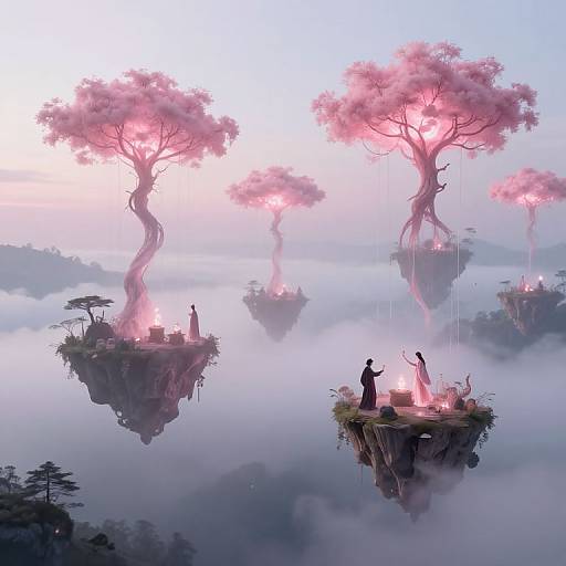 Ethereal Islands in Misty Dreamscape