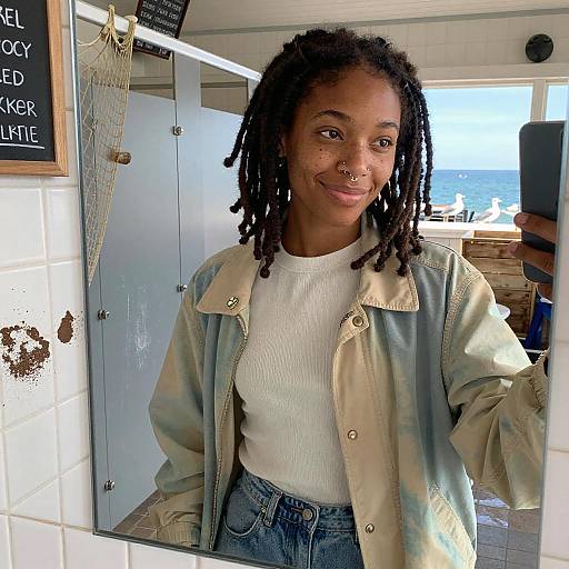 Casual Selfie of Afro-Caribbean Person at Coastal Fish Market