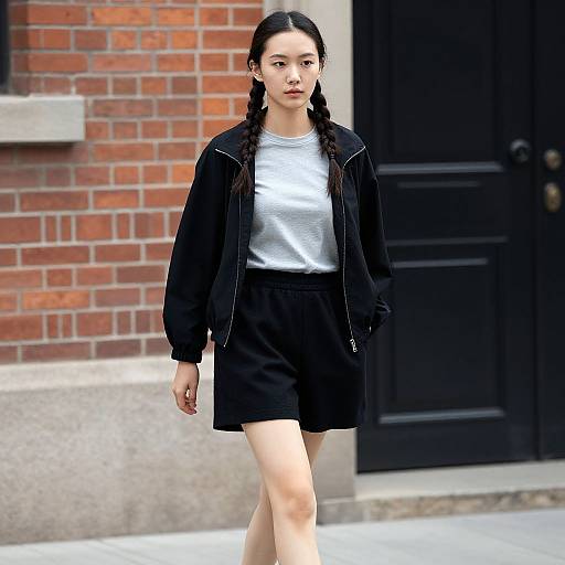 Female Model Walking Urban Street