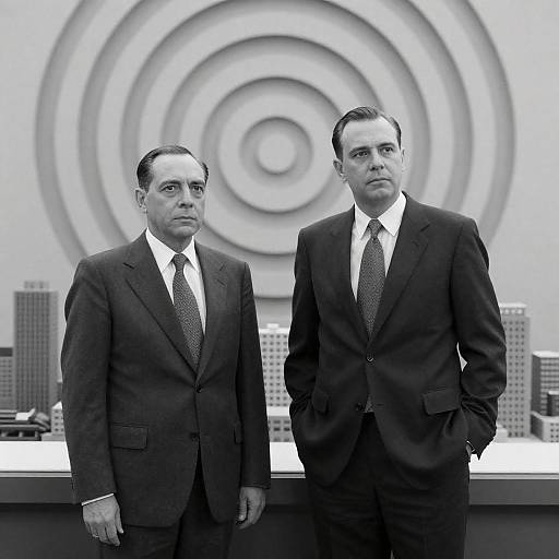 Serious Men in Suits with City Model