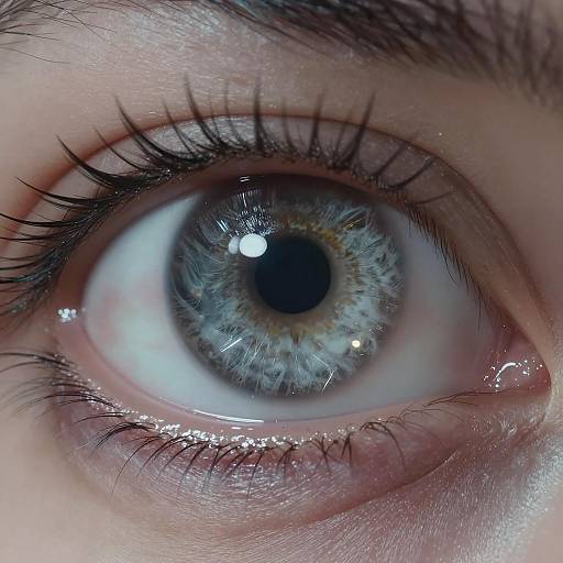 Extreme Close-Up of a Human Eye with Silver Iris