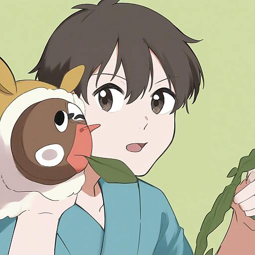 Illustration of Ashitaka, mononoke hime in the style of Liz (piyoko piyop)