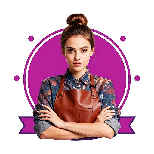 Charming Young Female Barber Logo