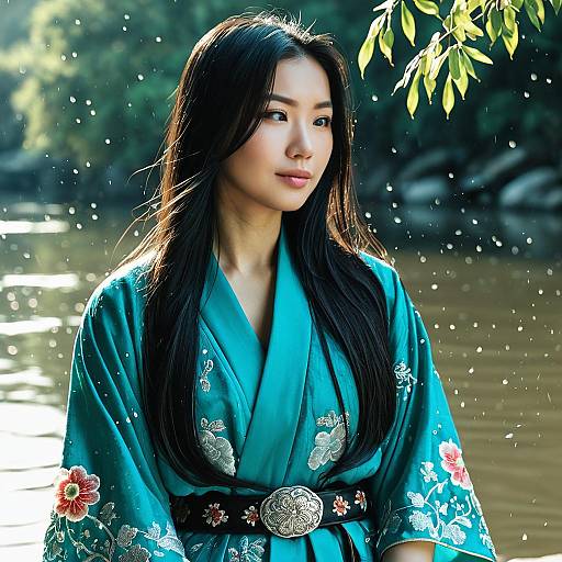 Photorealistic 3D Turquoise River Guardian