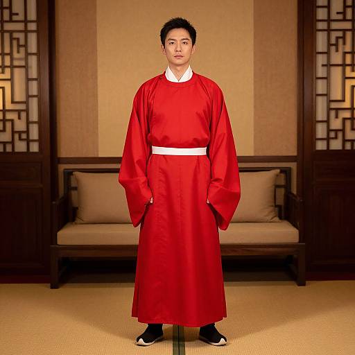 Man in Red Robe Costume