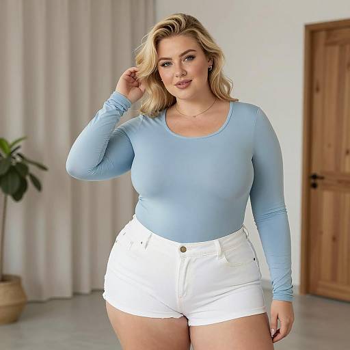 Portrait of a Curvy Blonde Woman