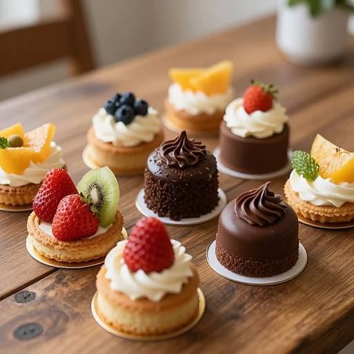 Gourmet Desserts on Rustic Table