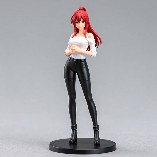 Stylish Anime Figurine of Red-Haired Beauty
