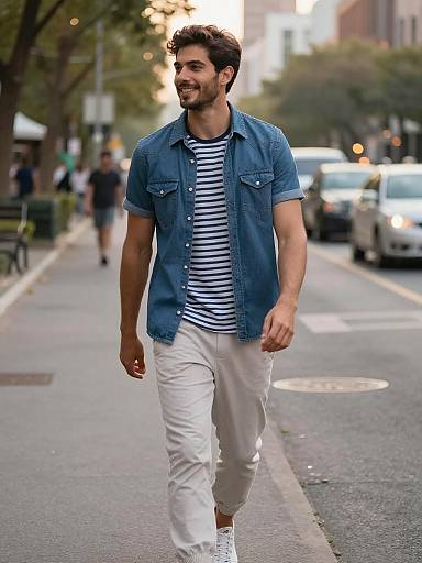 Golden Hour Denim City Park Stroll