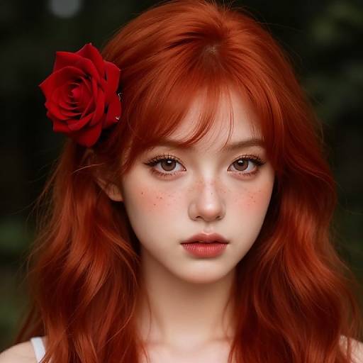 Photorealistic Anime Girl with Red Hair