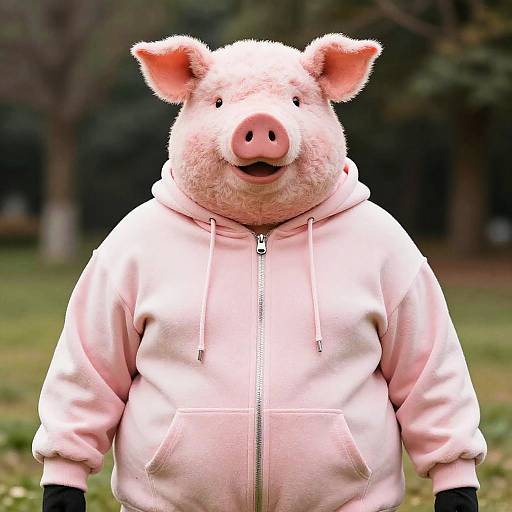 Plus Size Pig in Pink Hoodie