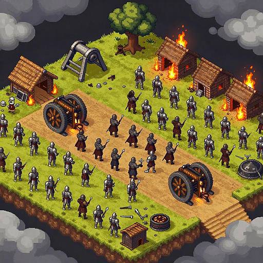 Isometric Medieval Battlefield Pixel Art