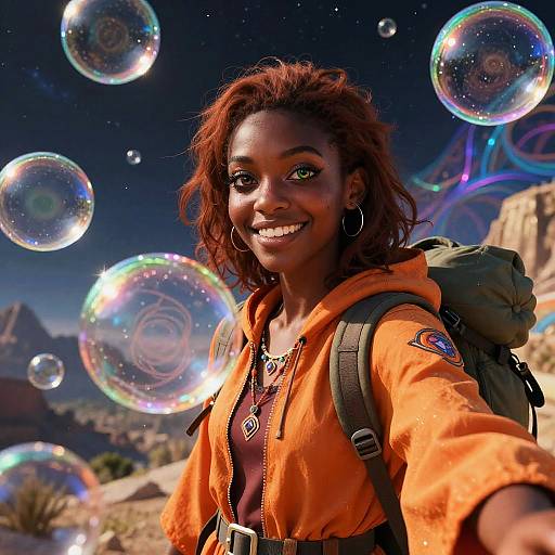 Chronomancy Bubble-Wizard Night Camping Portrait