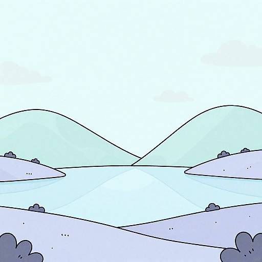 Minimalist Serene Mountain Lake Scene