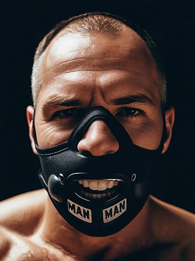 Man Wearing Boxer Mouthguard Mask