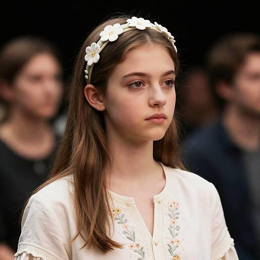 Elegant Young Woman in Floral Headband