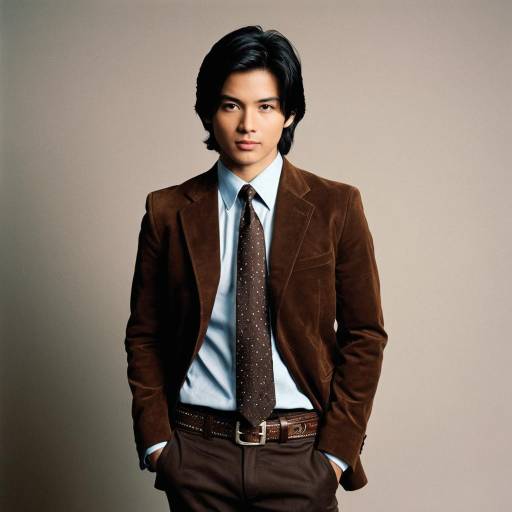 Asian man in brown formal suit