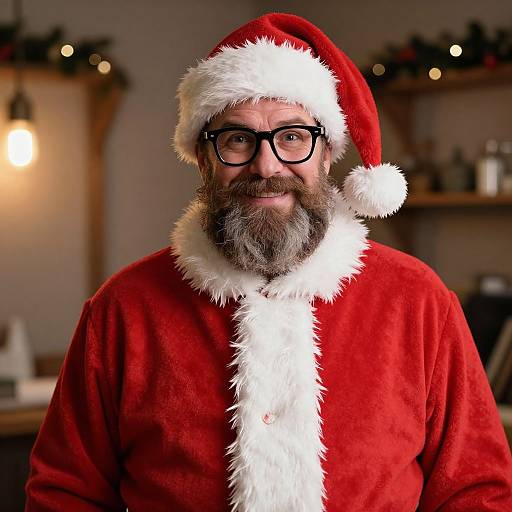 Smiling Man in Santa Claus Outfit