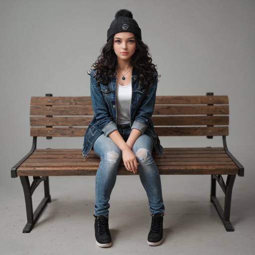 Stylish Girl Sitting on Bench Stylish Girl Sitting on Bench