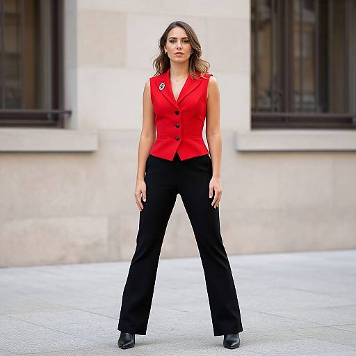 Woman in Red Vest Costume