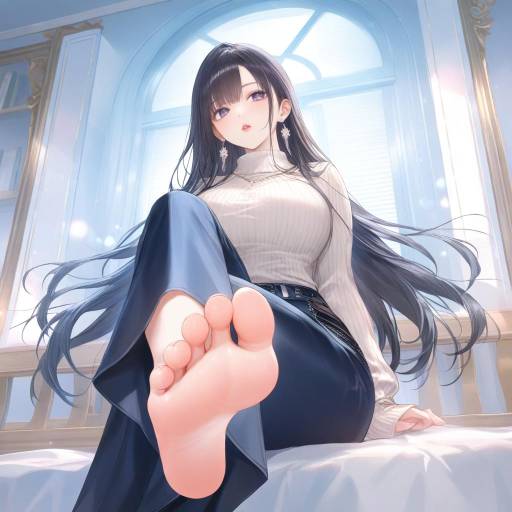 Barefoot Elegance in Blue Reflection