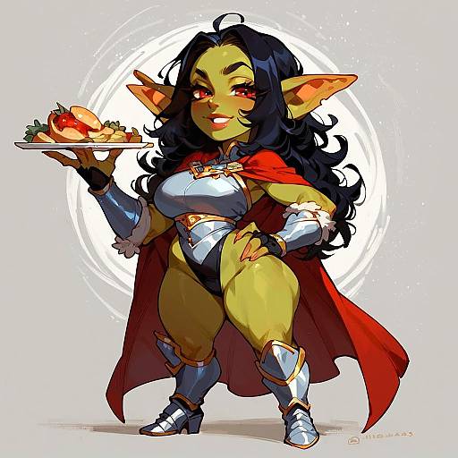 Armored Green Goblin Girl Portrait