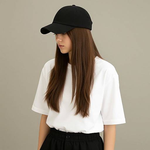 Woman with Casual Black and White Outfit