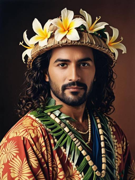 Man in Traditional Hawaiian Maui Costume