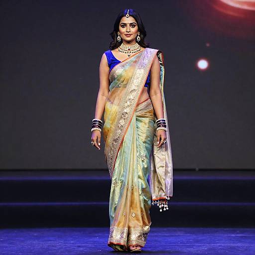 Woman in Mermaid Sari Costume