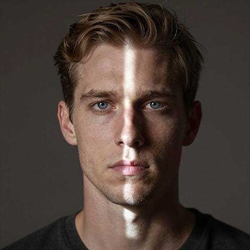 Portrait of Man with Vertical Light Line