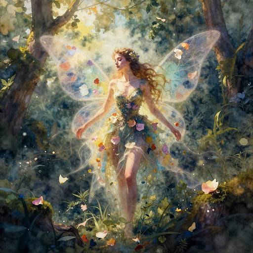 Ethereal Petal Fairy in Mystical Garden