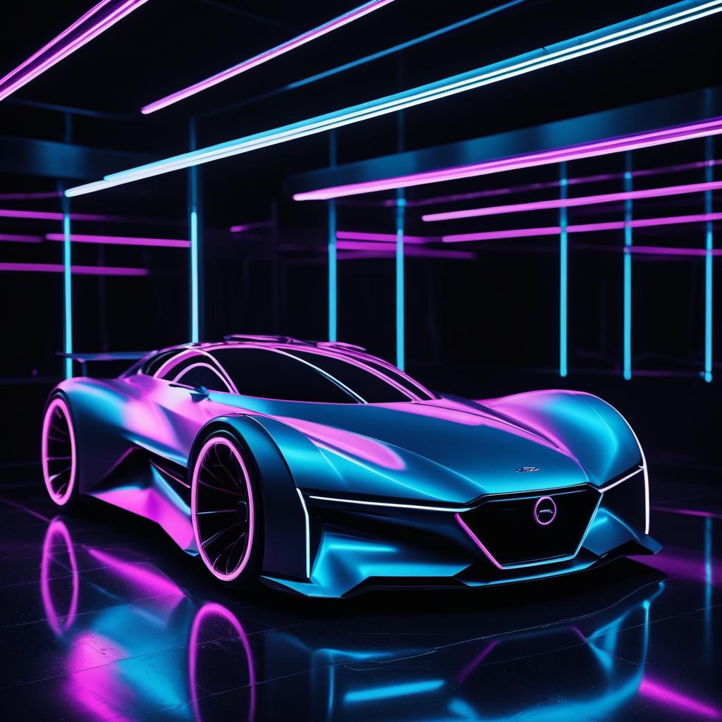 Cinematic Amorphous Concept Car in Neon