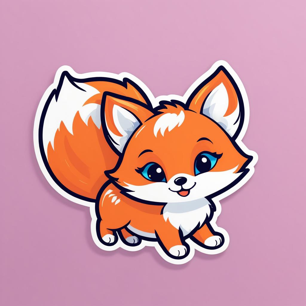 Playful Cartoon Fox Sticker Design