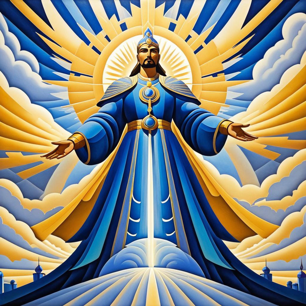 Art Deco Sky Protector in Roerich Style