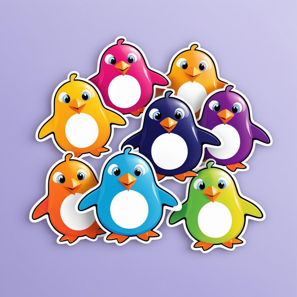 Adorable Happy Penguins Digital Stickers