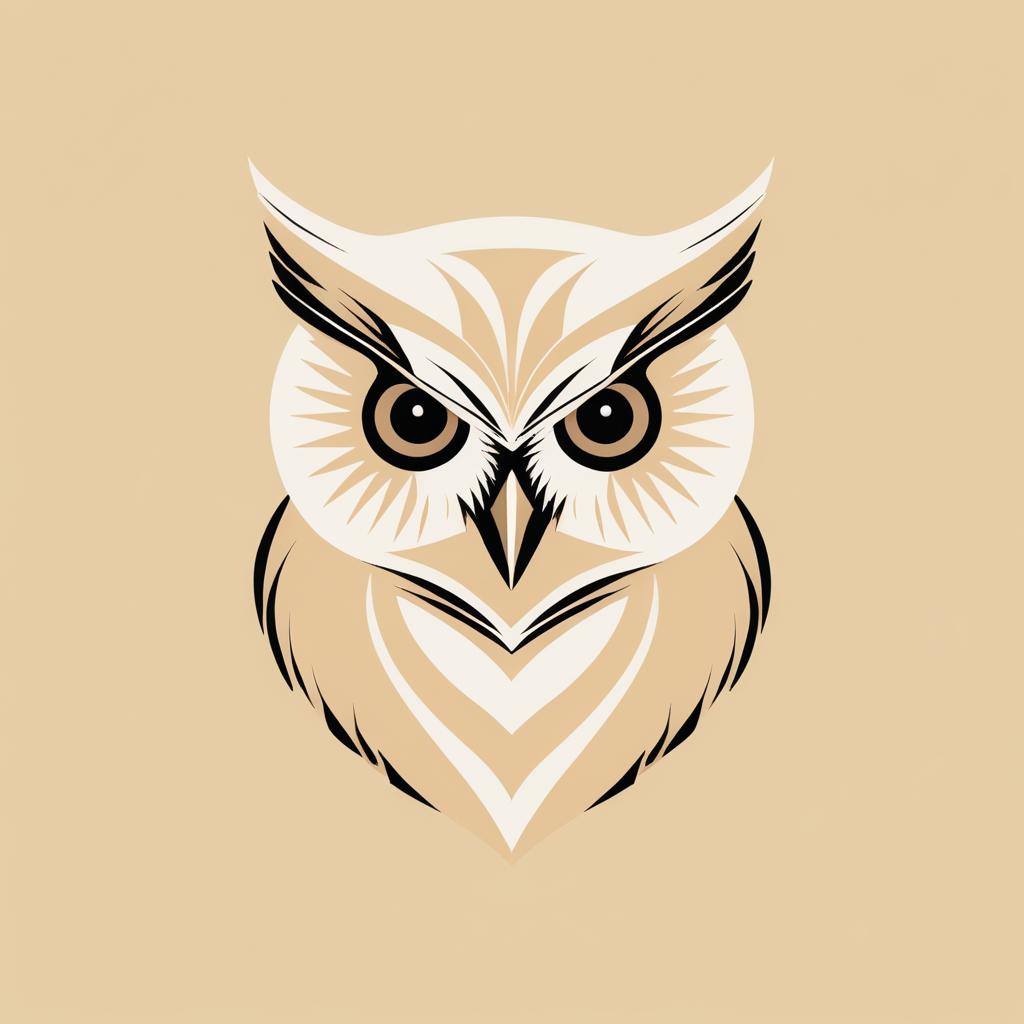 Minimalist Beige Owl Illustration Design