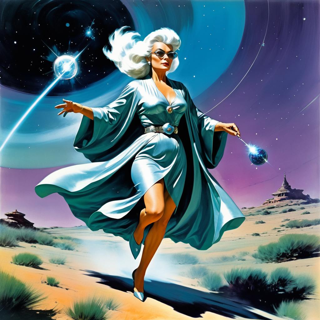 Elderly Woman in Sci-Fi Pin-Up Style