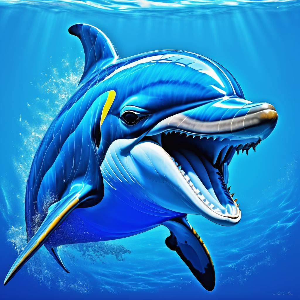 Playful Dolphin Portrait in Ocean Blue