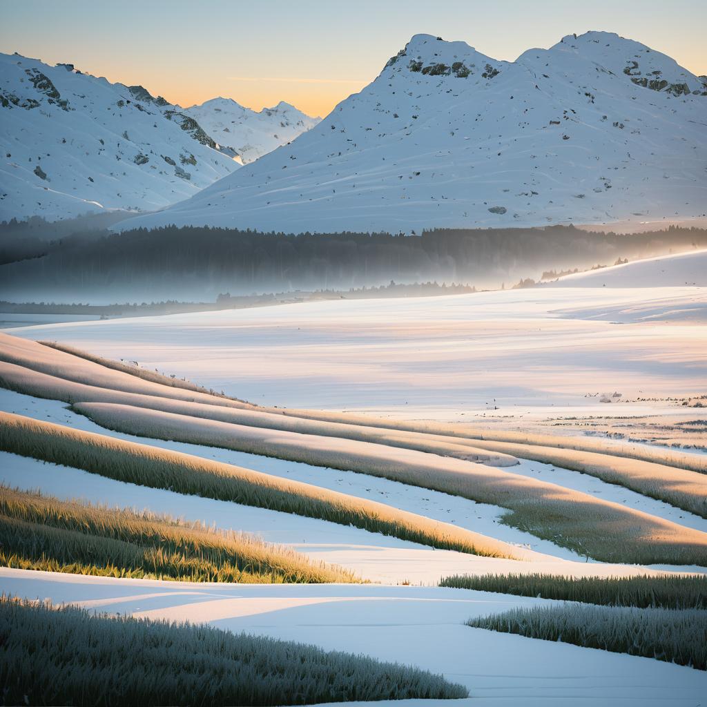 Serene Glacial Valley at Peaceful Dawn