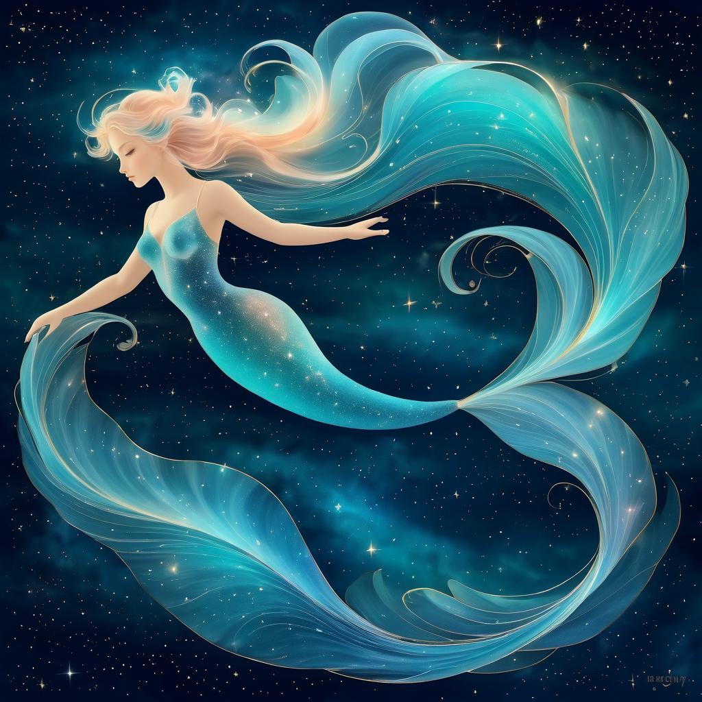 Mystical Mermaid Star Cloud in Space